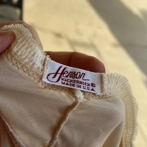 Henson Cream Vintage A-line Lace Trimmed Full Circle Midi Slip - Picture 6 of 8